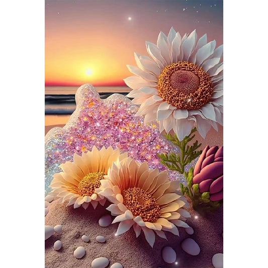 Beach Sunflower - Full Round Drill Diamond Painting 40*60CM