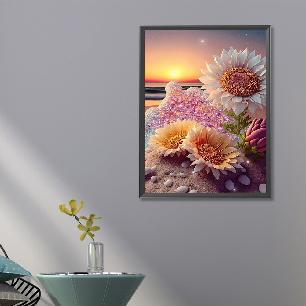 Beach Sunflower - Full Round Drill Diamond Painting 40*60CM