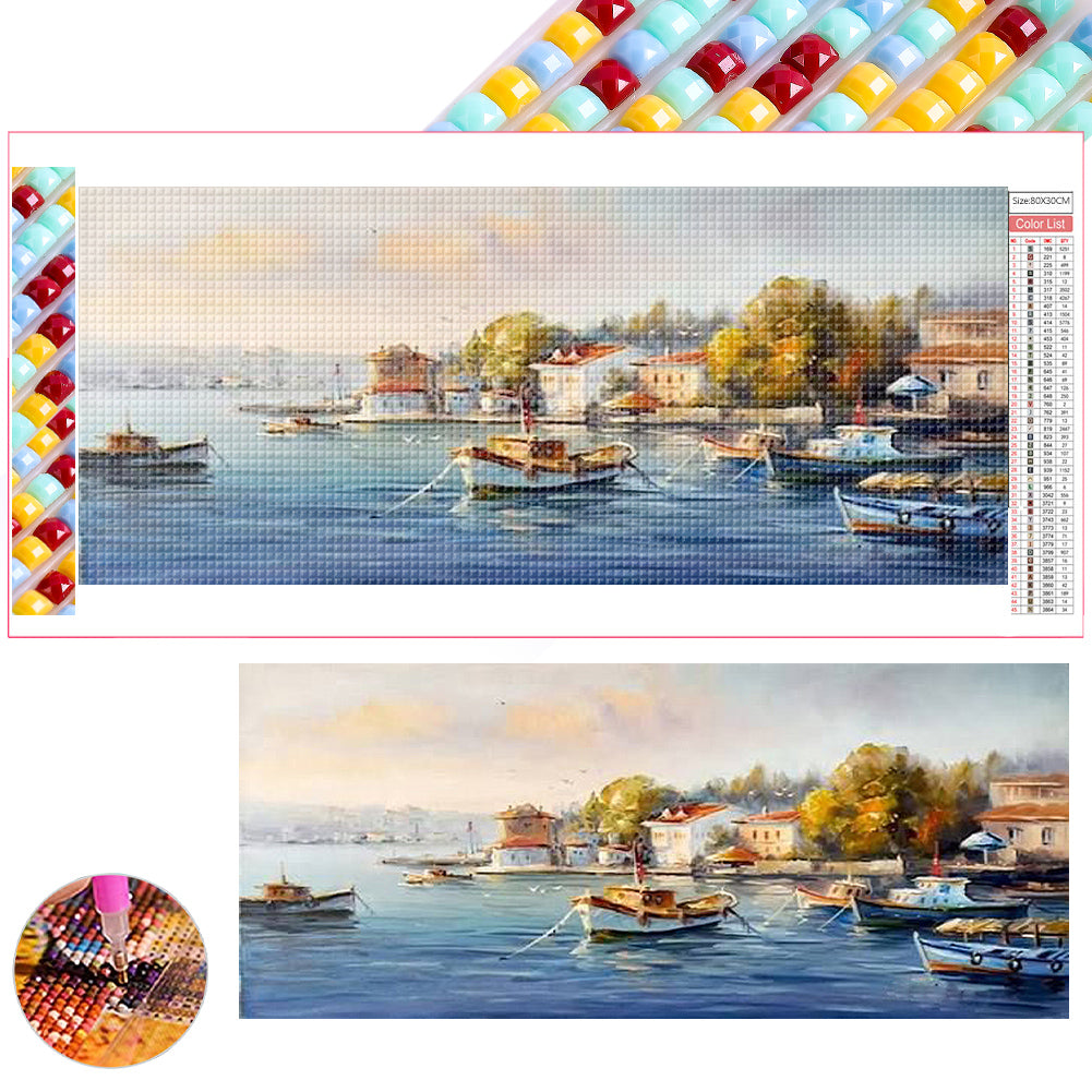 Towns By The Coast - Full Square Drill Diamond Painting 70*30CM