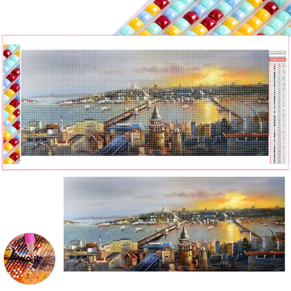 Towns By The Coast - Full Square Drill Diamond Painting 70*30CM