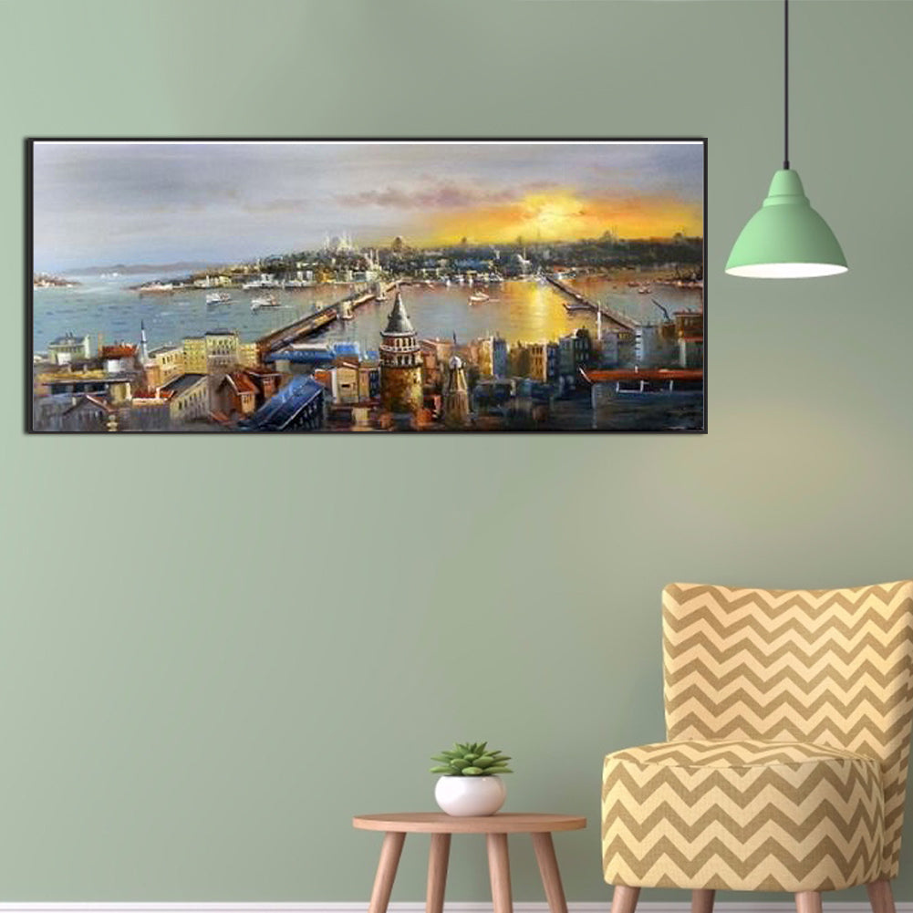 Towns By The Coast - Full Square Drill Diamond Painting 70*30CM