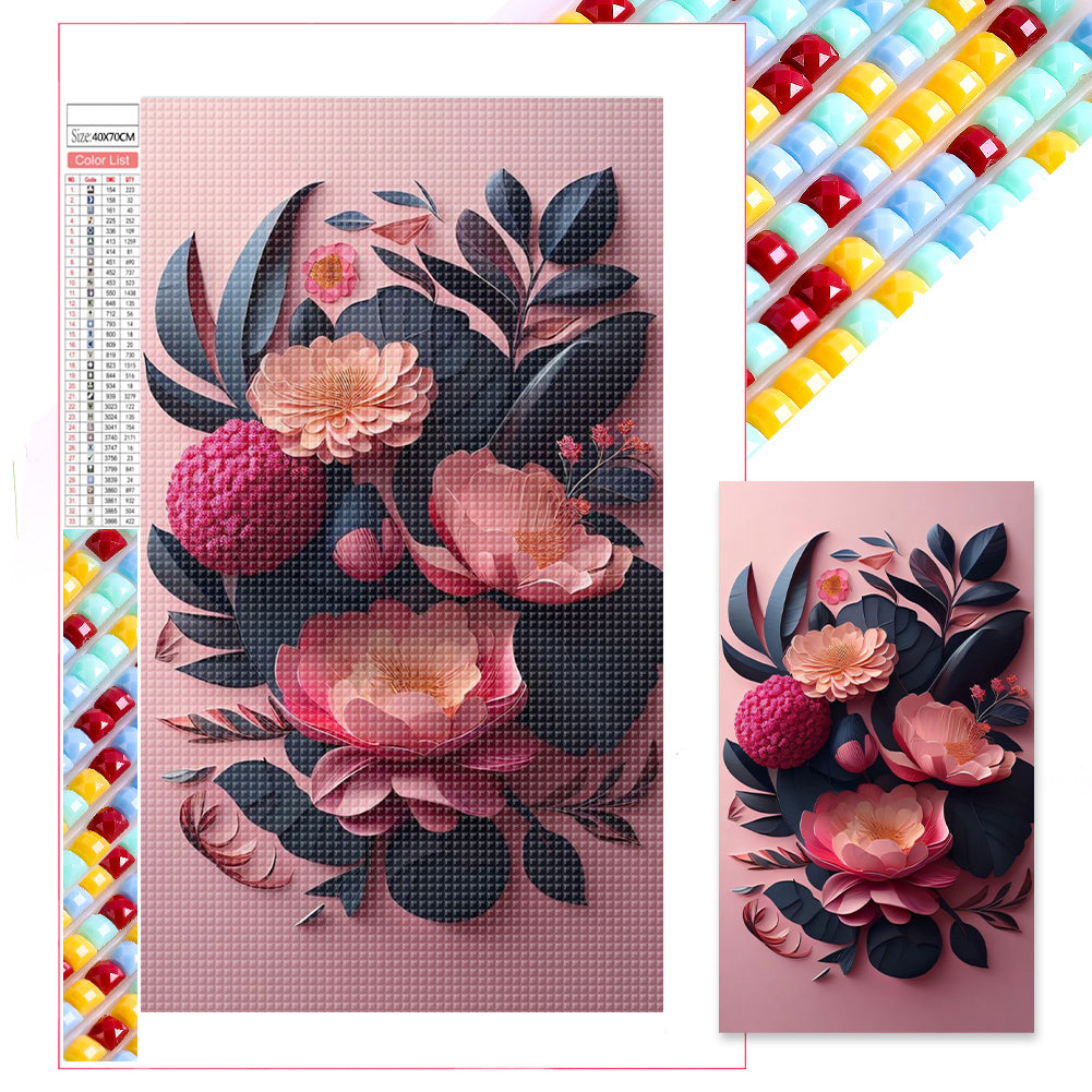 Paper Cut Flowers - Full Square Drill Diamond Painting 40*70CM