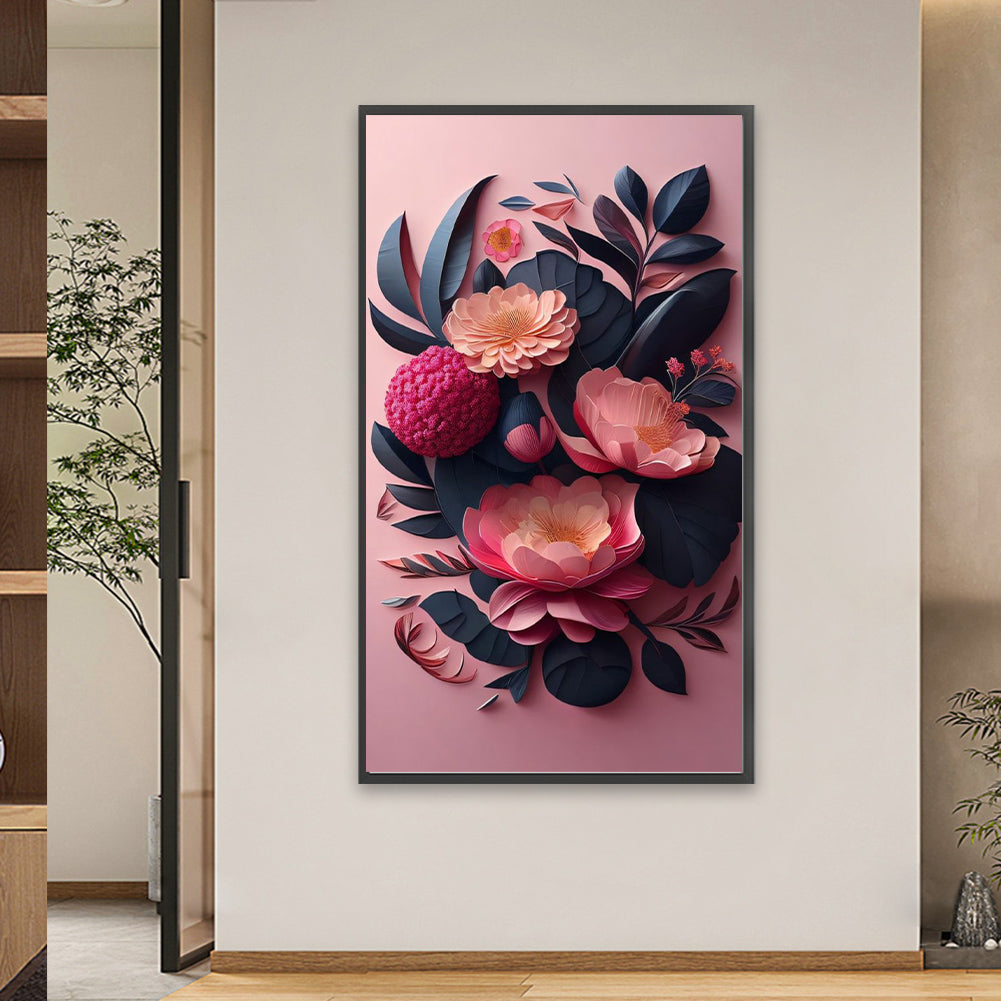 Paper Cut Flowers - Full Square Drill Diamond Painting 40*70CM