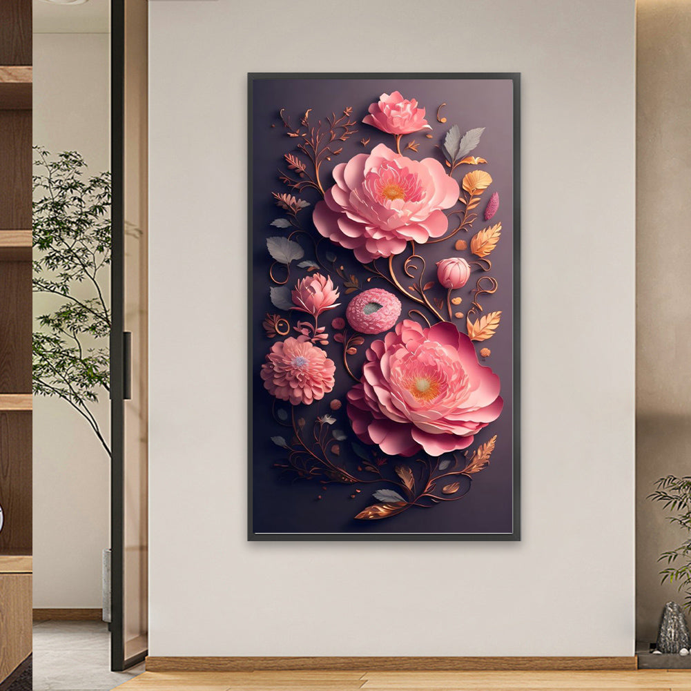 Paper Cut Flowers - Full Square Drill Diamond Painting 40*70CM