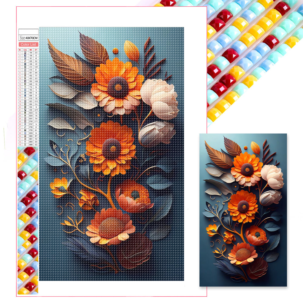 Paper Cut Flowers - Full Square Drill Diamond Painting 40*70CM