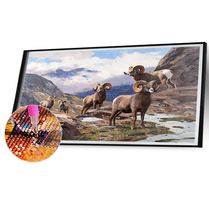 Field Cattle And Sheep - Full Square Drill Diamond Painting 70*40CM