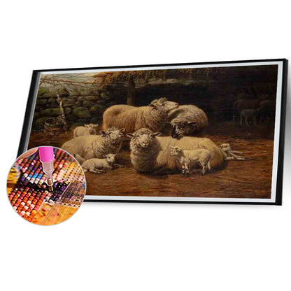 Field Cattle And Sheep - Full Square Drill Diamond Painting 70*40CM