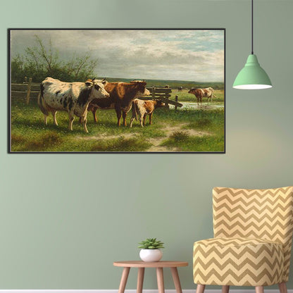 Field Cattle And Sheep - Full Square Drill Diamond Painting 70*40CM