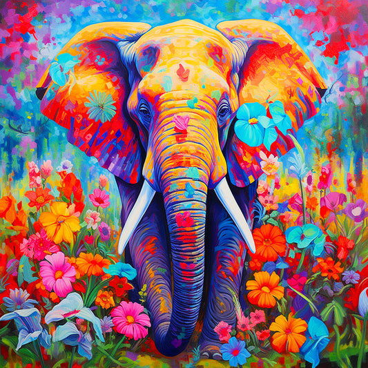 Colorful Elephant - Full Round Drill Diamond Painting 30*30CM