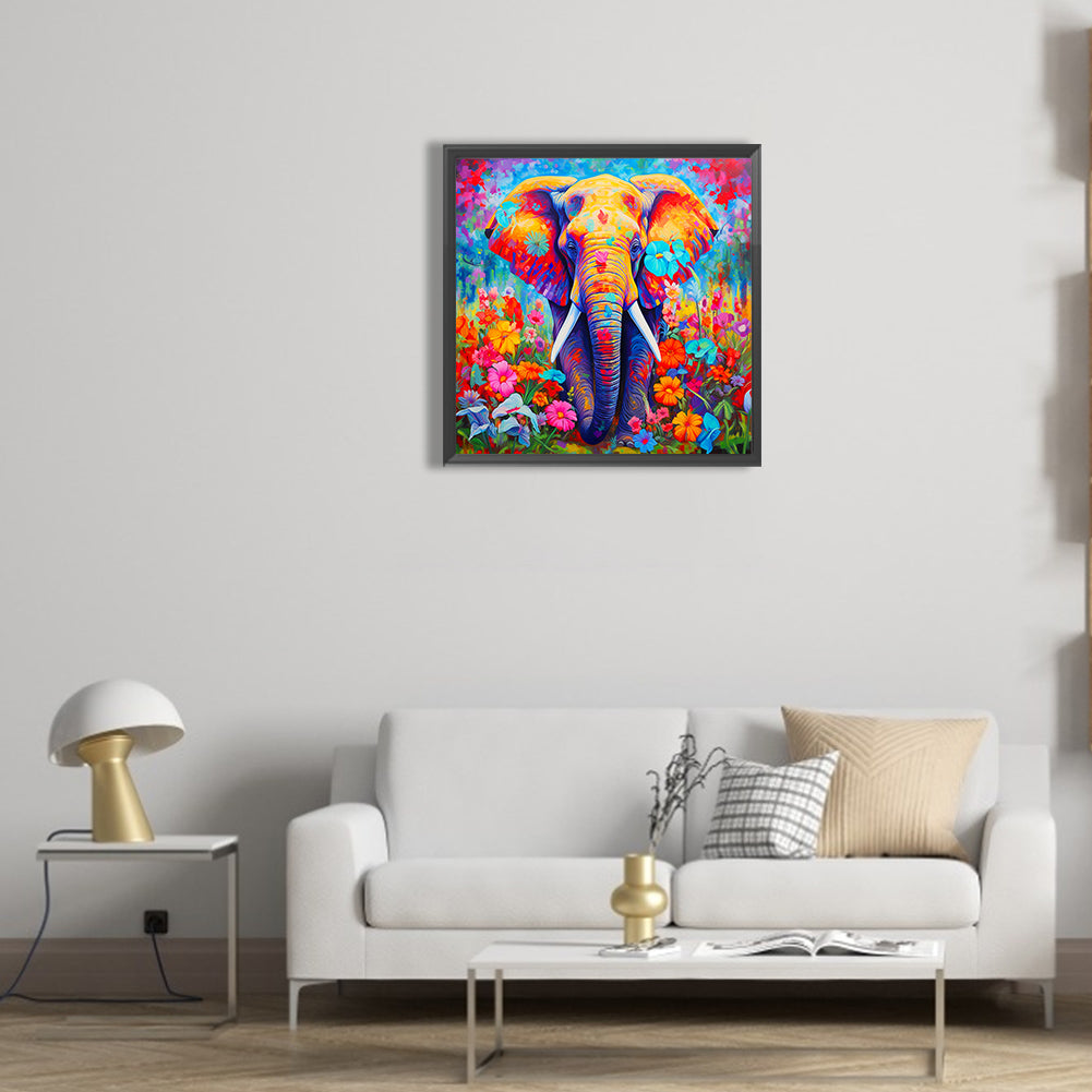 Colorful Elephant - Full Round Drill Diamond Painting 30*30CM