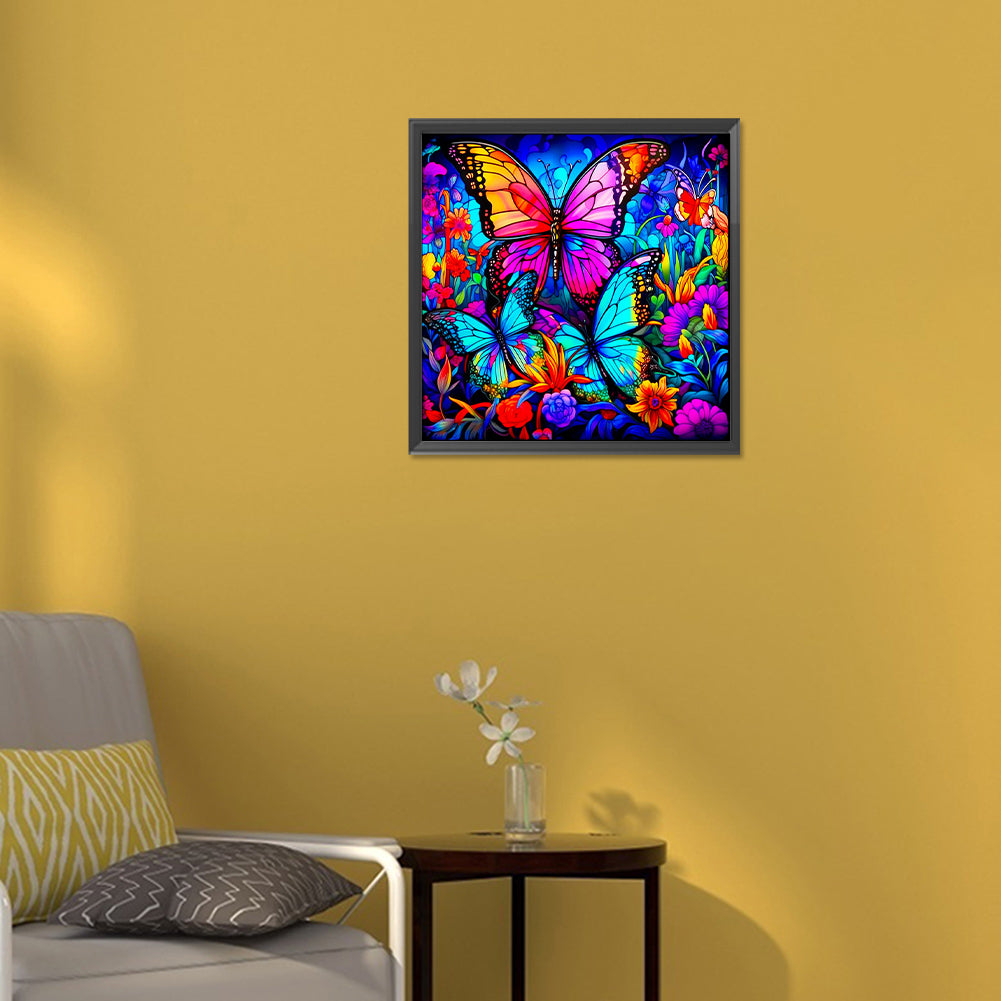 Colorful Butterfly - Full Round Drill Diamond Painting 30*30CM