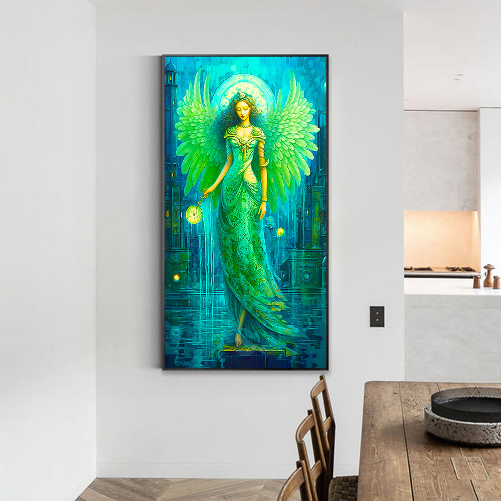 Green Angel Girl - Full Round Drill Diamond Painting 40*70CM