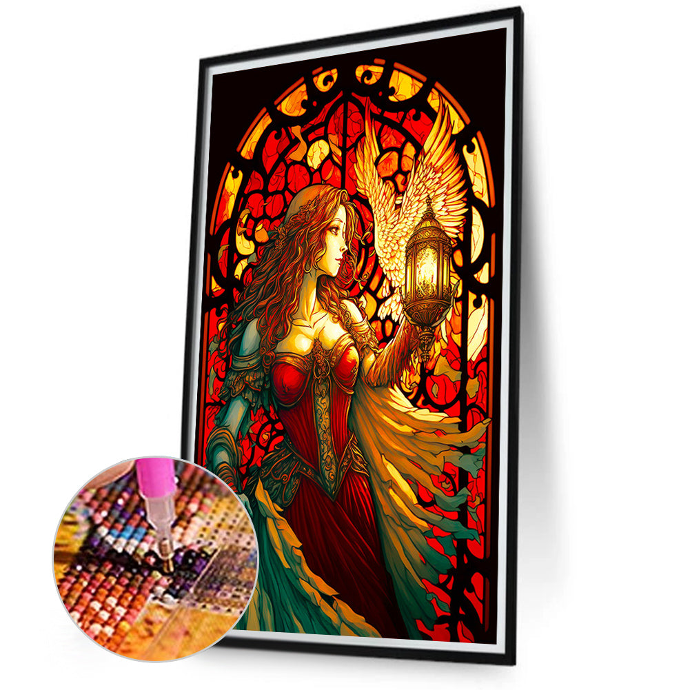 Glass Painting Adventure Girl - Full Round Drill Diamond Painting 40*70CM