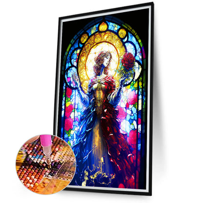 Glass Painting Rose Girl - Full Round Drill Diamond Painting 40*70CM