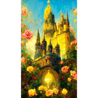 Rose Castle - Full Round Drill Diamond Painting 40*70CM