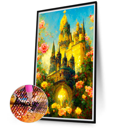 Rose Castle - Full Round Drill Diamond Painting 40*70CM