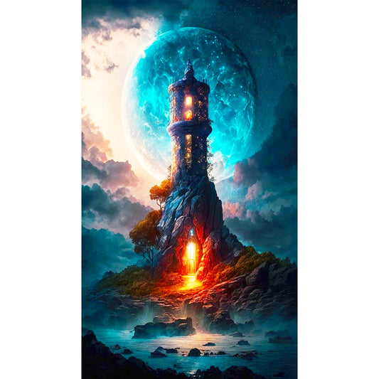 Night Lighthouse - Full Round Drill Diamond Painting 40*70CM