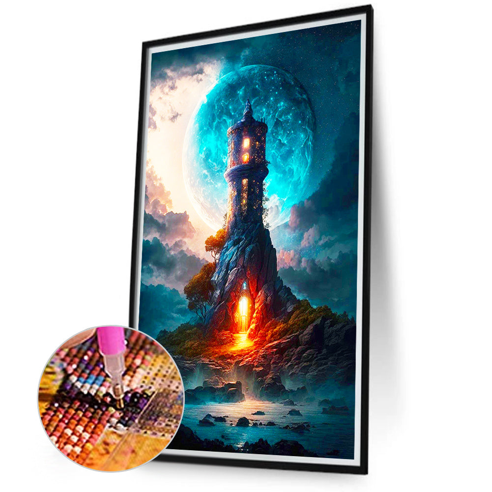 Night Lighthouse - Full Round Drill Diamond Painting 40*70CM