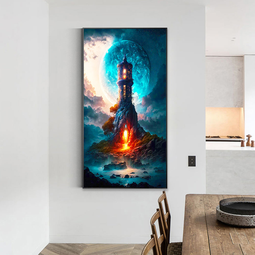 Night Lighthouse - Full Round Drill Diamond Painting 40*70CM