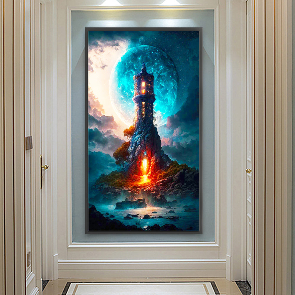 Night Lighthouse - Full Round Drill Diamond Painting 40*70CM