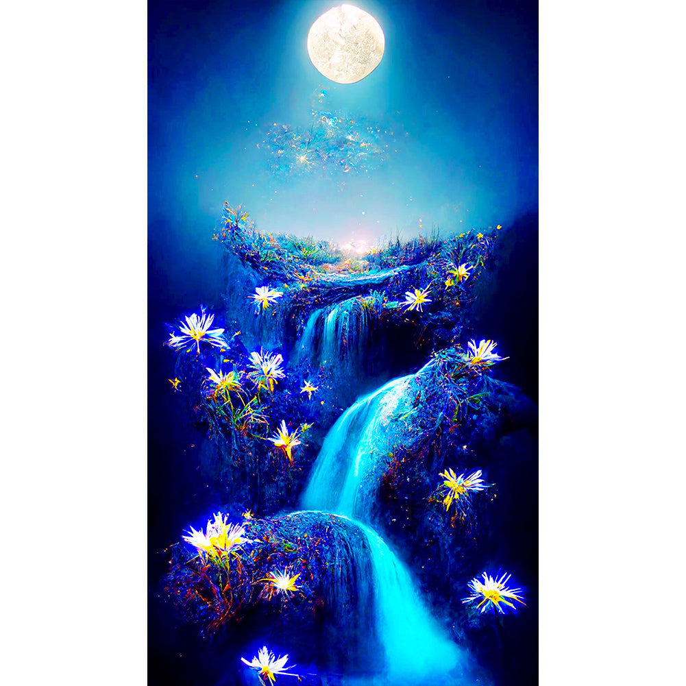 Cliff Night View - Full Round Drill Diamond Painting 40*70CM