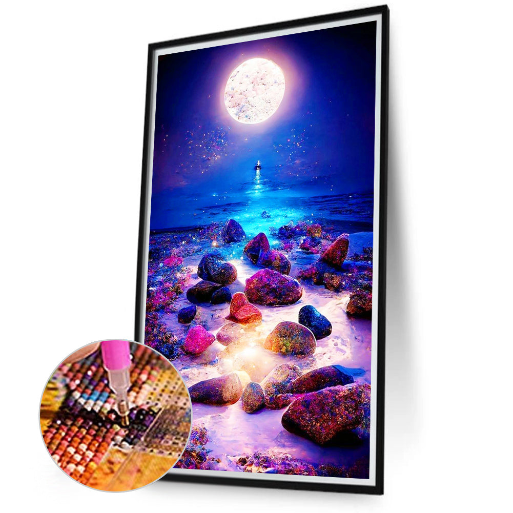 Seaside Night View - Full Round Drill Diamond Painting 40*70CM