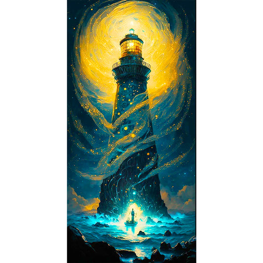 Lighthouse Storm - Full Round Drill Diamond Painting 40*80CM