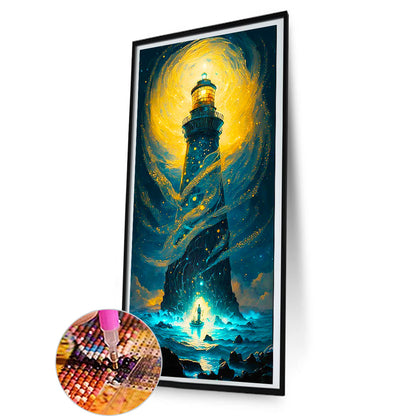 Lighthouse Storm - Full Round Drill Diamond Painting 40*80CM