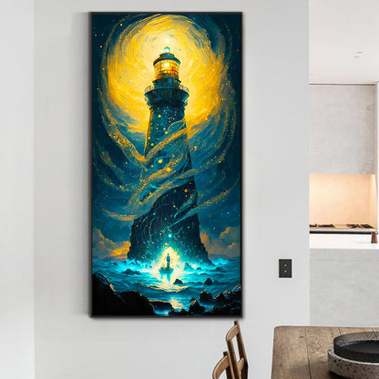 Lighthouse Storm - Full Round Drill Diamond Painting 40*80CM