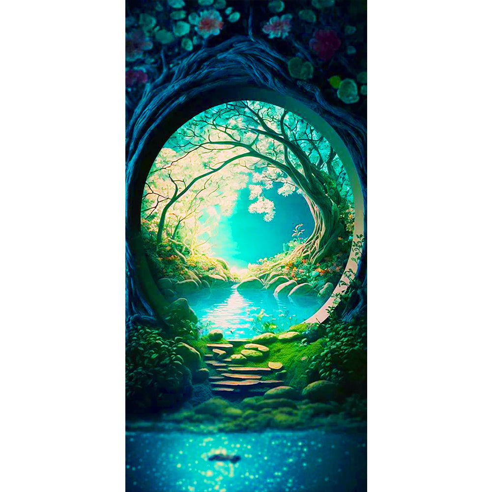 Garden Pond View - Full Round Drill Diamond Painting 40*80CM