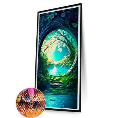 Garden Pond View - Full Round Drill Diamond Painting 40*80CM