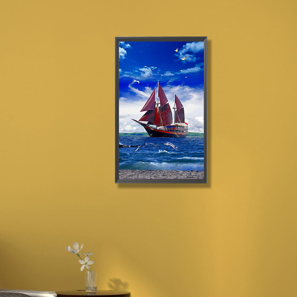 Sailboat - Full Round Drill Diamond Painting 30*50CM