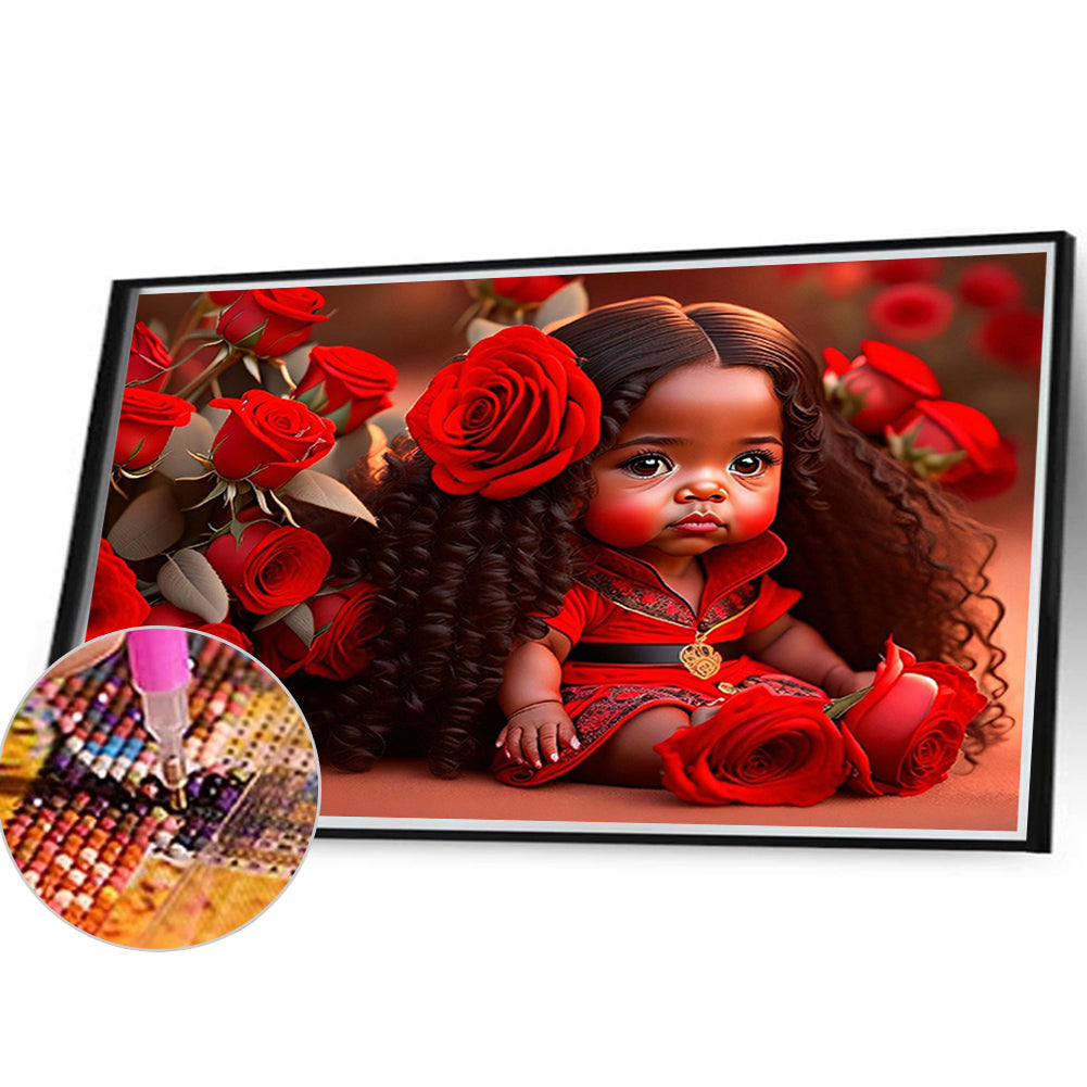 Rose Girl - Full Round Drill Diamond Painting 40*30CM