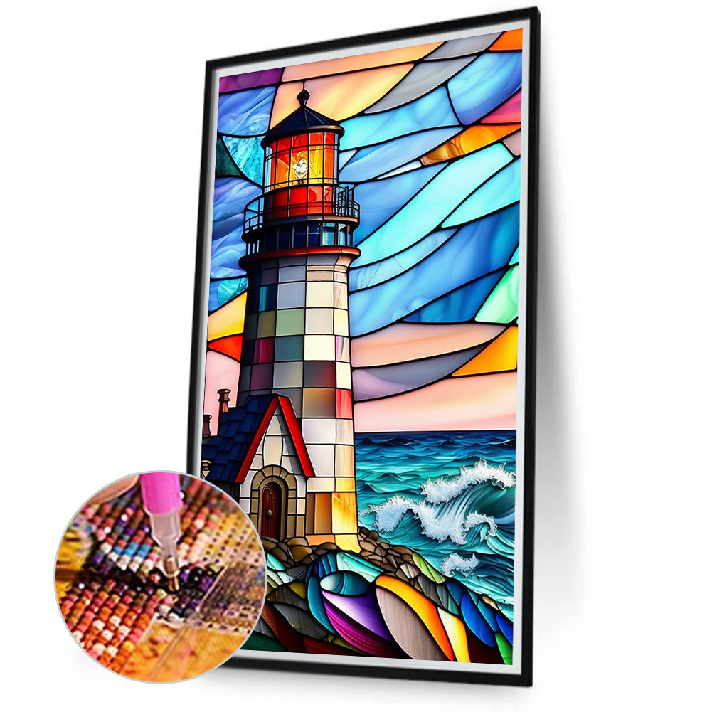 Lighthouse Glass Painting - Full Round Drill Diamond Painting 40*70CM
