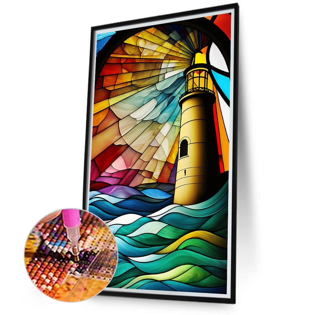 Lighthouse Glass Painting - Full Round Drill Diamond Painting 40*70CM