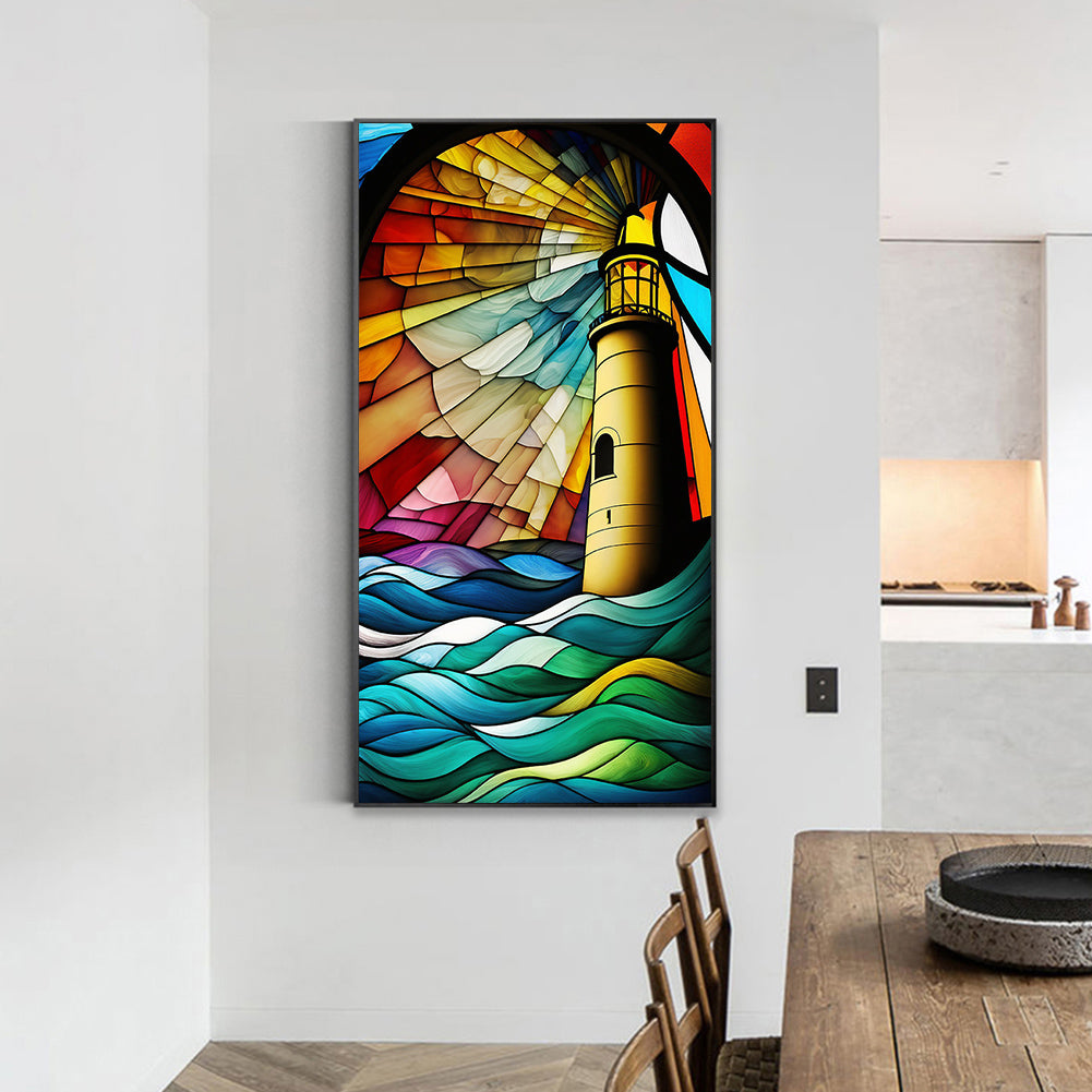 Lighthouse Glass Painting - Full Round Drill Diamond Painting 40*70CM