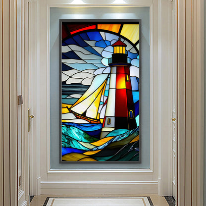 Lighthouse Glass Painting - Full Round Drill Diamond Painting 40*70CM