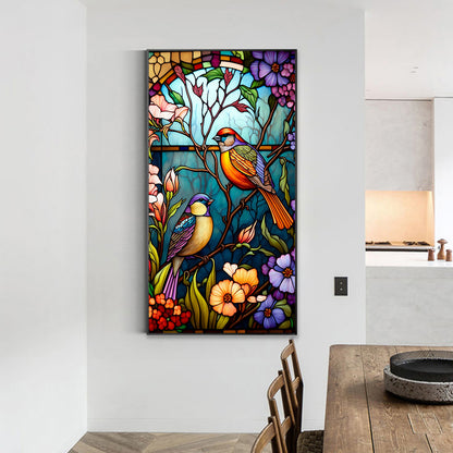 Flower And Bird Glass Painting - Full Round Drill Diamond Painting 40*70CM