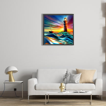 Lighthouse And Sea - Full Round Drill Diamond Painting 30*30CM