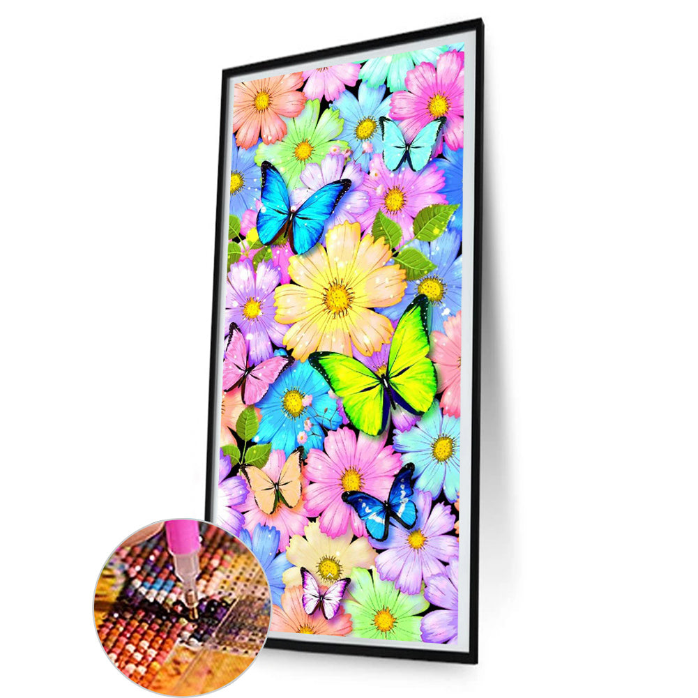 Butterfly In The Flowers - Full Round Drill Diamond Painting 40*80cm