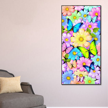 Butterfly In The Flowers - Full Round Drill Diamond Painting 40*80cm