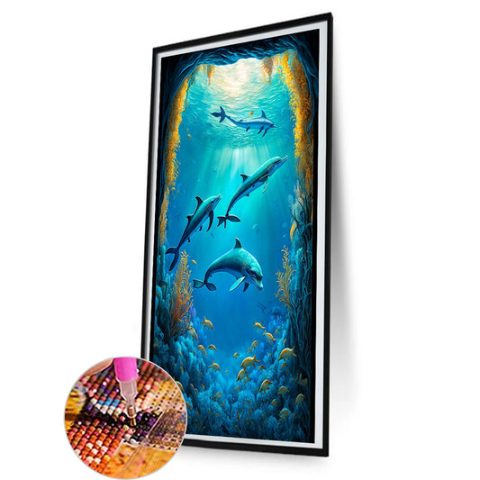 Dolphin - Full Round Drill Diamond Painting 40*80CM