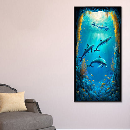 Dolphin - Full Round Drill Diamond Painting 40*80CM