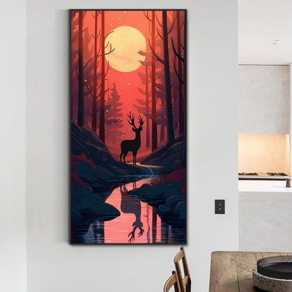 Deer Shadow In The Forest - Full Round Drill Diamond Painting 40*80CM
