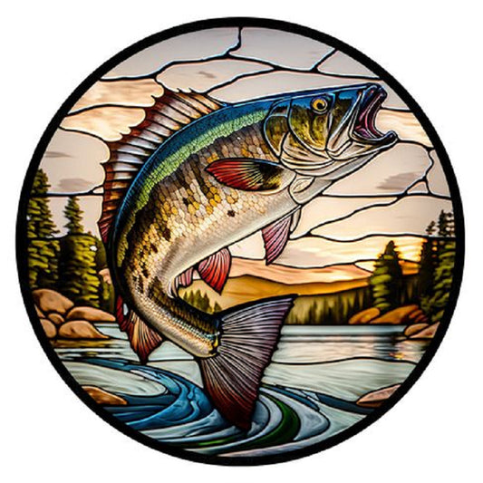 Round Plate Glass Painting Fish - Full Round Drill Diamond Painting 30*30CM