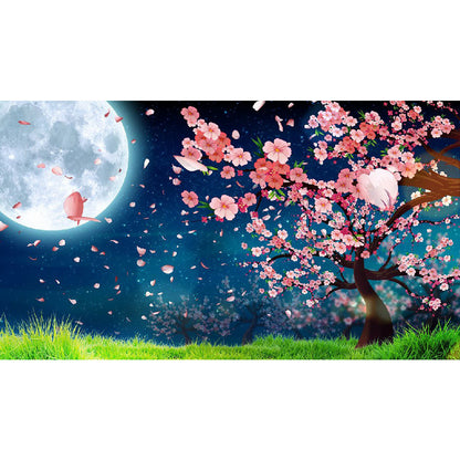 Peach Blossom Under The Moon - Full Round Drill Diamond Painting 80*45CM