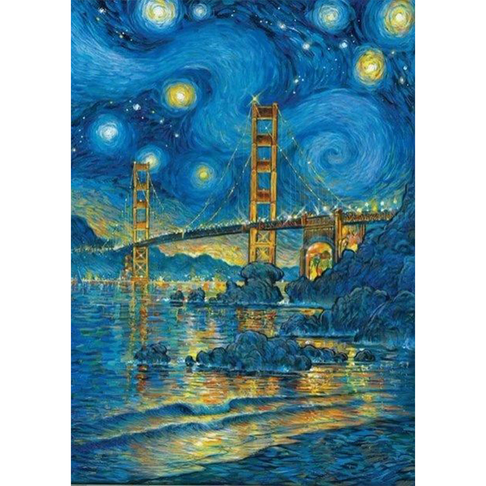 Starry Sky And Bridge - Full Round Drill Diamond Painting 50*70CM