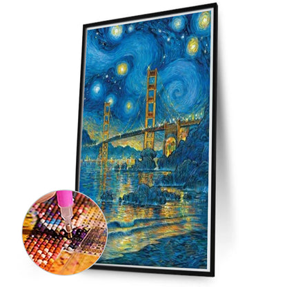 Starry Sky And Bridge - Full Round Drill Diamond Painting 50*70CM