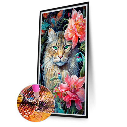 Flowers And Felines - Full Square Drill Diamond Painting 40*80CM