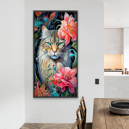 Flowers And Felines - Full Square Drill Diamond Painting 40*80CM